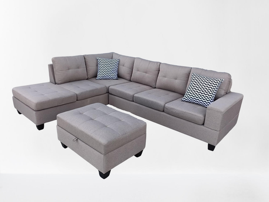 Alta Taupe Linen Reversible Sectional