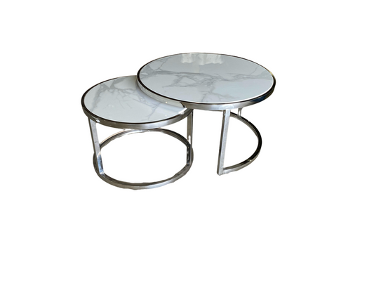 Circle Silver Marble Table