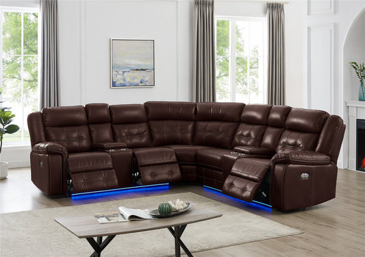 L10001P - Power Reclining Sectional (Brown) **NEW ARRIVAL**
